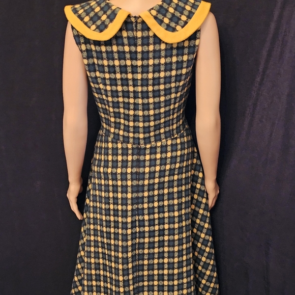 Voodoo Vixen Navy and Yellow Plaid Midi Dress - Picture 4 of 8